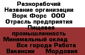Разнорабочий › Название организации ­ Ворк Форс, ООО › Отрасль предприятия ­ Пищевая промышленность › Минимальный оклад ­ 30 000 - Все города Работа » Вакансии   . Мордовия респ.